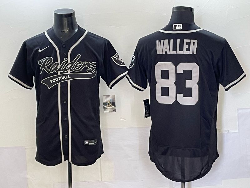 Men 2025 Oakland Raiders #83 Waller black Joint Name Nike Elite NFL Jersey style 09